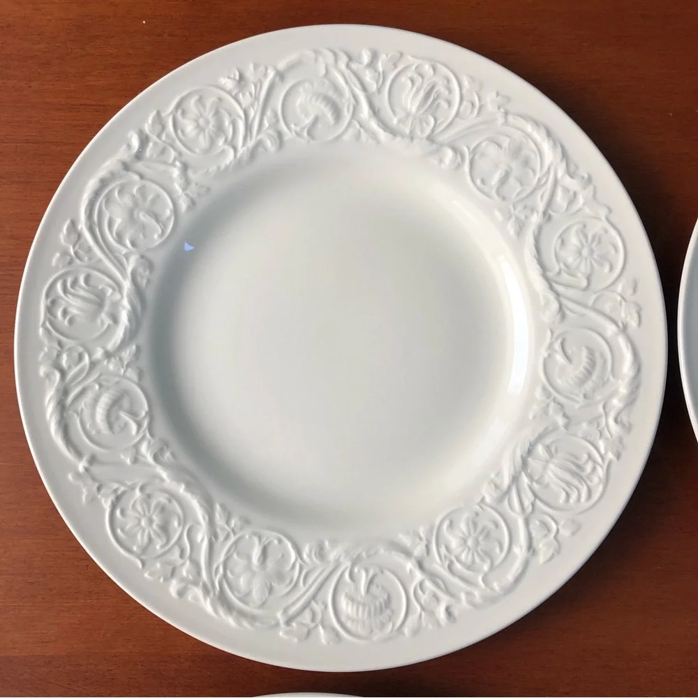 Two Wedgwood Patrician Ivory Dinner Plates-Vintage